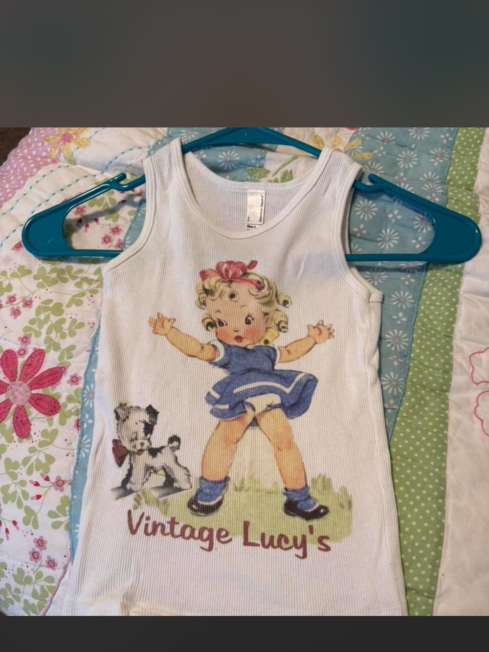 American Apparel White Tank Top with Vintage Girl Graphic